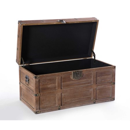 Vintiquewise Wooden Rectangular Lined Rustic Storage Trunk with Latch, Medium QI003512M